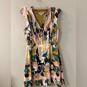 THML Medium Floral Butterfly Sleeve Tiered Dress
